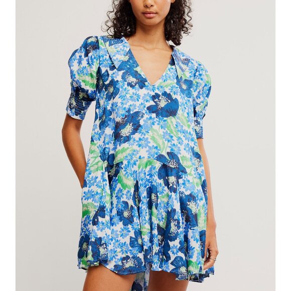 Free People Dresses & Skirts - 🎉LAST CHANCE🎉 FREE PEOPLE Moon Chaser Mini Dress / Bright Blue Combo